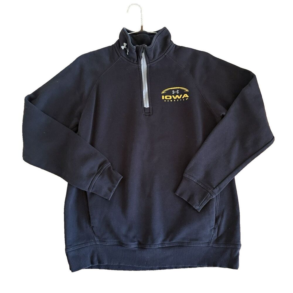 Under Armour Men's M University of Iowa 1/4 Zip Pullover Black Loose Logo UA